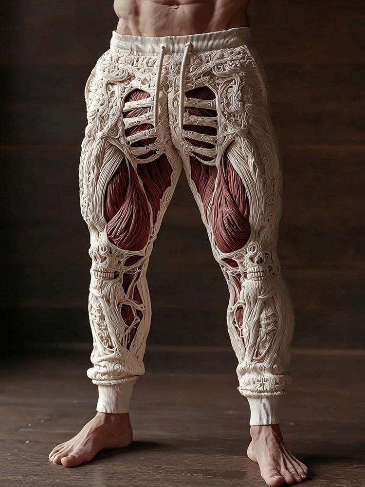 Men's Vintage Halloween Skeleton Art Sweatpants