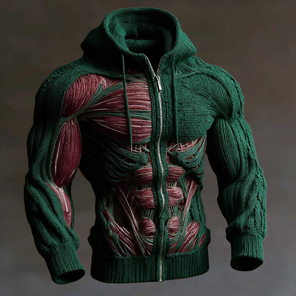 Anatomical Art Men's Casual Warm Zip-up Sweater