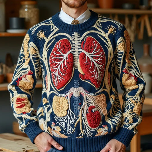 Classic Halloween Anatomy Art Chunky Knitted Sweater