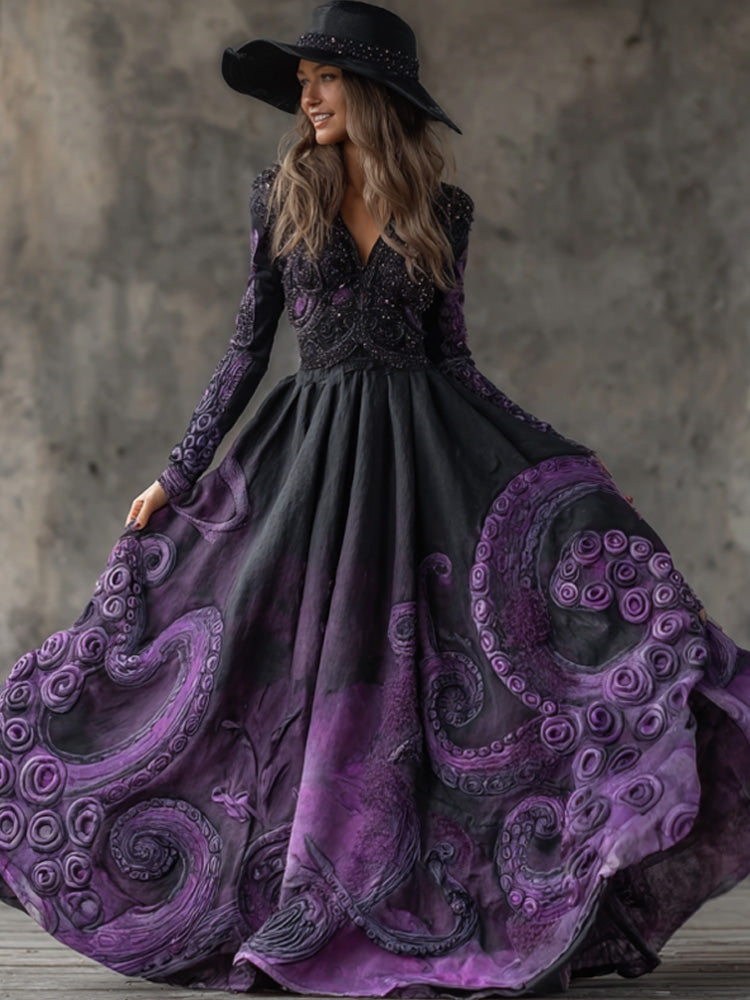 Women's Halloween Octopus Tentacle Print Dress