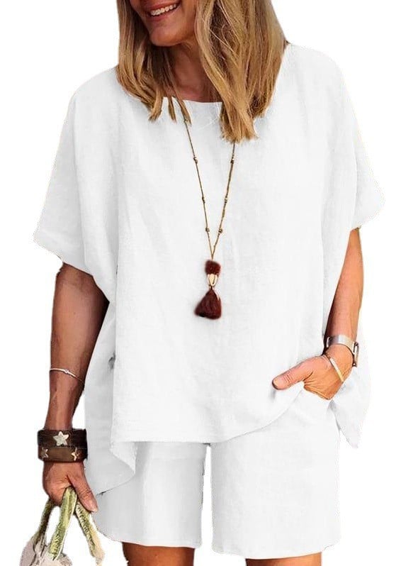 Solid color Elastic waist Suit