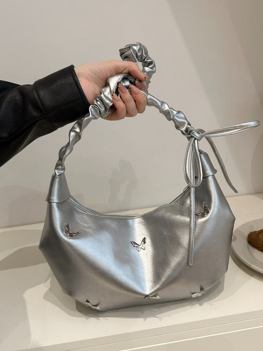 Butterfly Ruched Strap Shoulder Bag