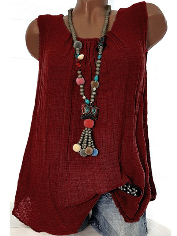 Airrys™ Casual Crew Neck Solid Color Sleeveless Tank Top