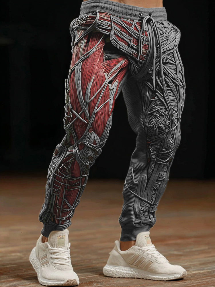 Men's Vintage Skeleton Muscles Art Cozy Knit Sweatpants