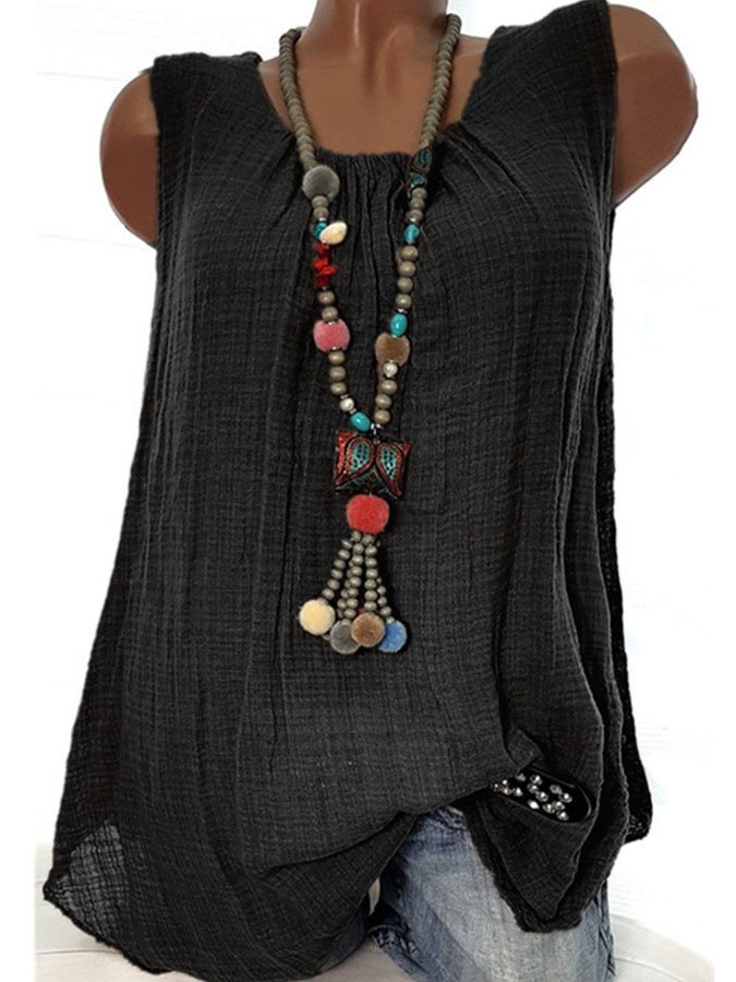 Airrys™ Casual Crew Neck Solid Color Sleeveless Tank Top