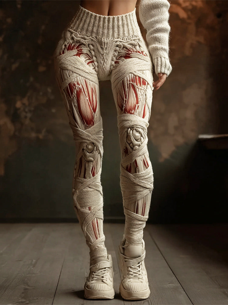 Halloween Muscle Anatomy Bandage Art Women's Knit Leggings