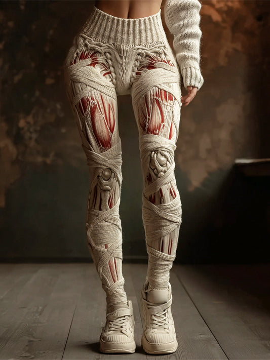 Halloween Muscle Anatomy Bandage Art Women's Knit Leggings