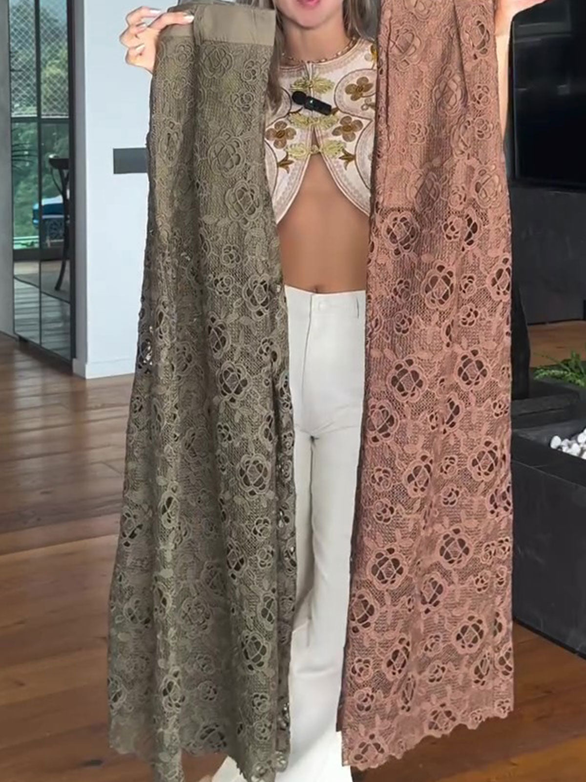 Women's Sexy See Through Lace Slim Straight Leg Pants