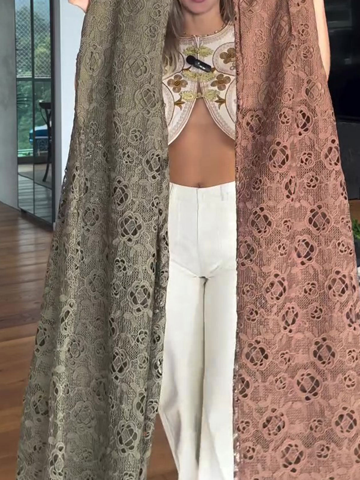 Women's Sexy See Through Lace Slim Straight Leg Pants