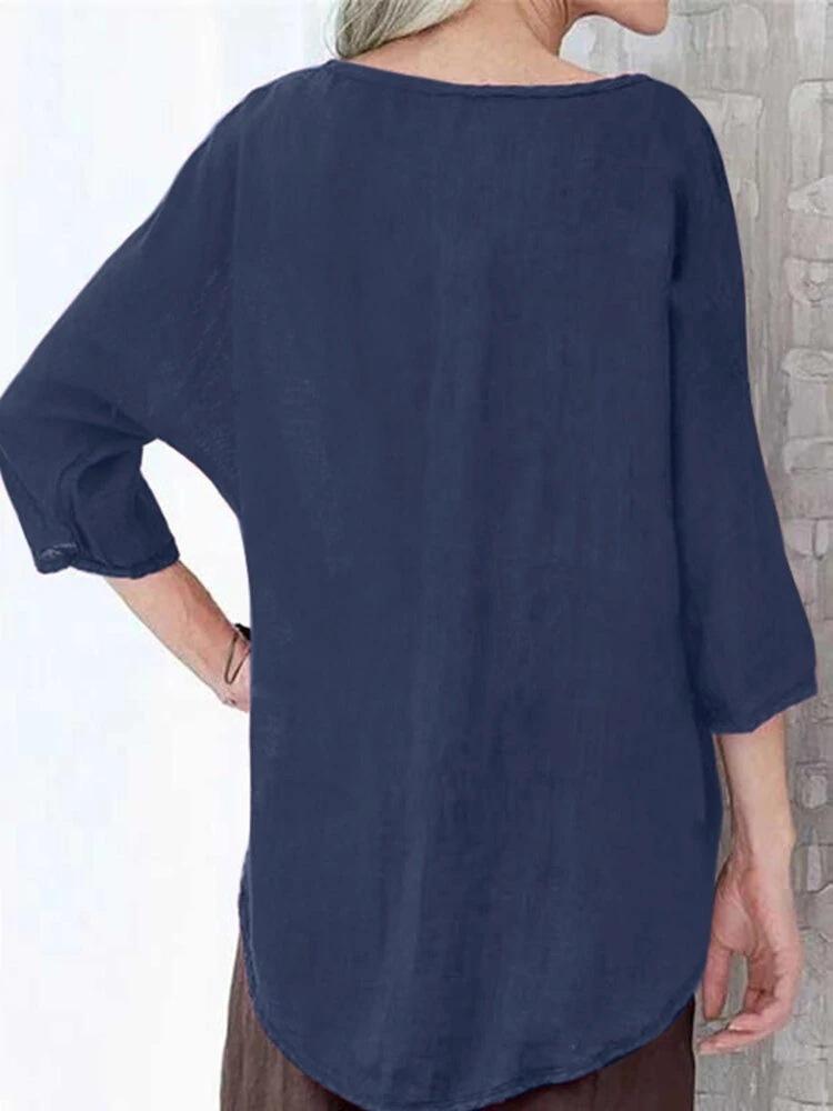 Women's Round Neck Solid Color Casual Top