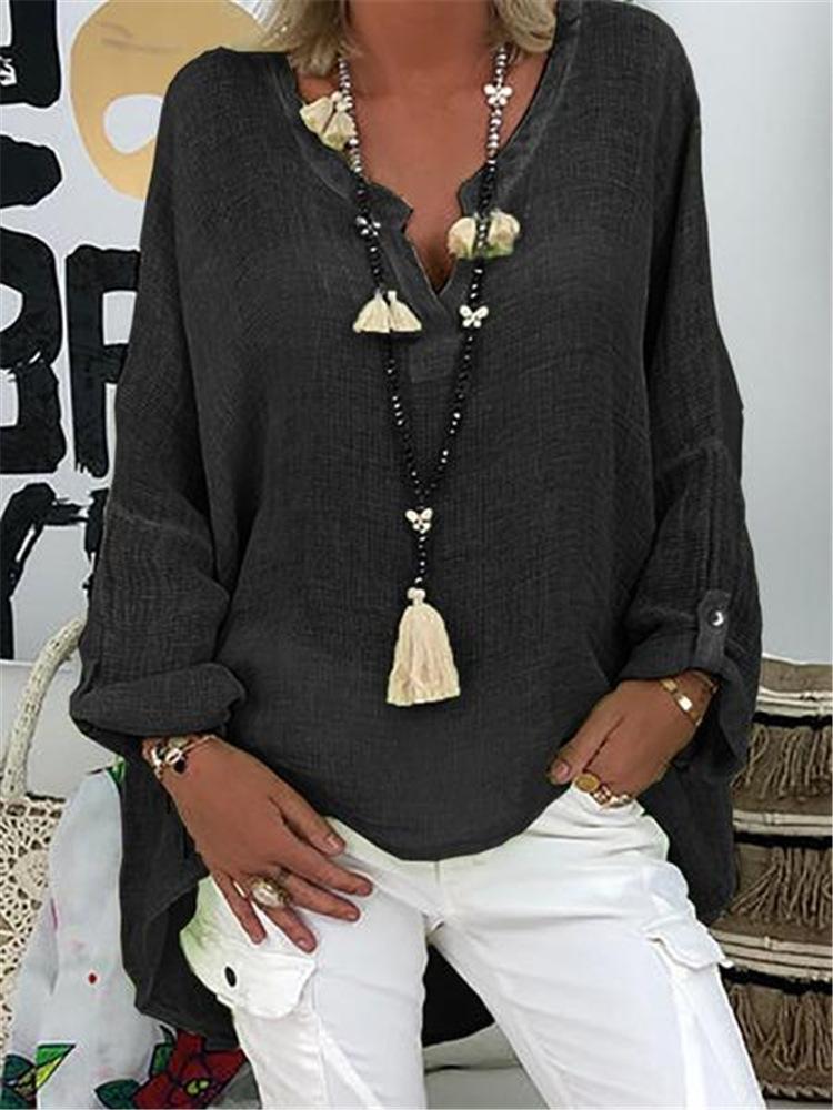 Casual Solid Color Long Sleeve Top