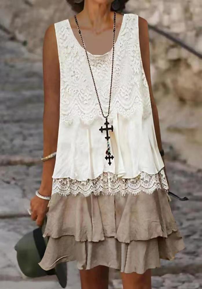 Lace Panel Sleeveless Dress