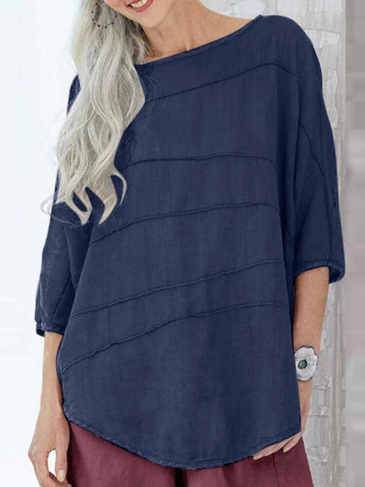 Women's Round Neck Solid Color Casual Top