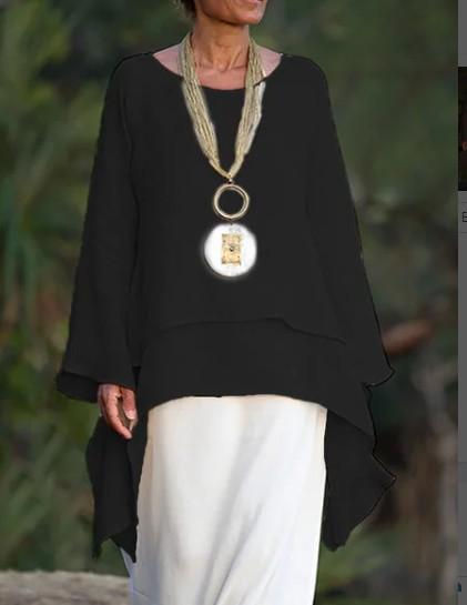 Long-sleeved double layered tulle top