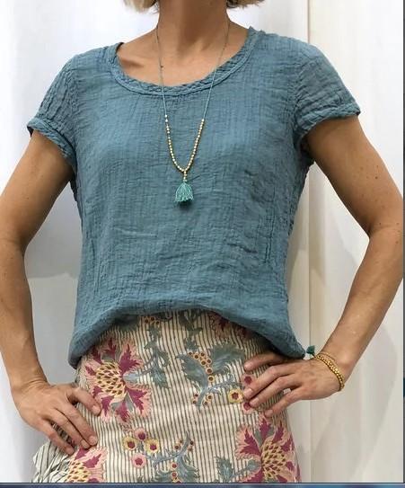 Cotton Double Crepe Casual T-Shirt