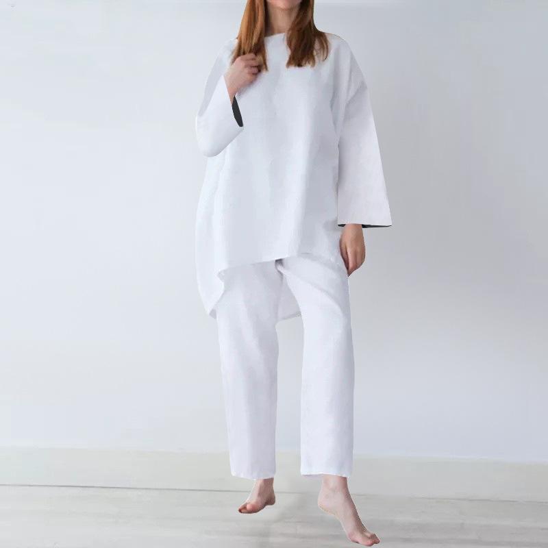 Loose Fashion Casual Solid Color Cotton Linen Suit