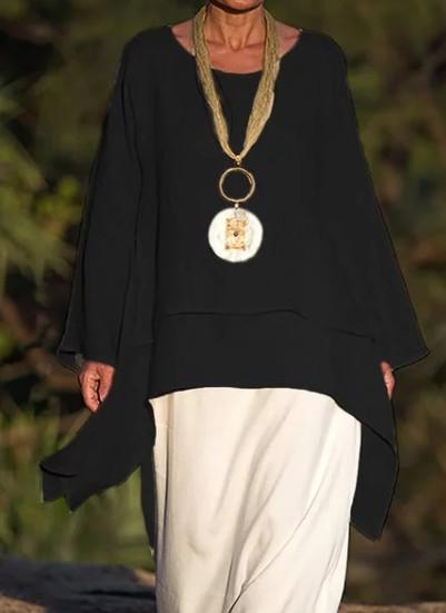 Long-sleeved double layered tulle top