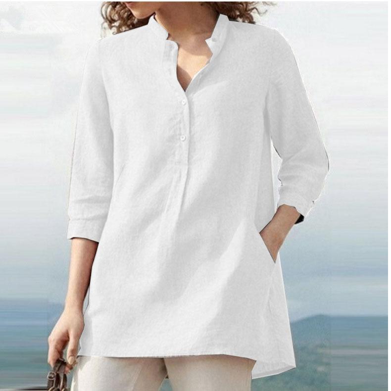 women's casual stand collar loose shirt