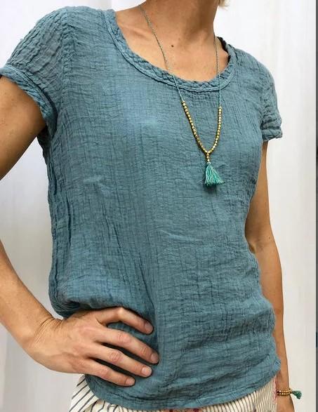 Cotton Double Crepe Casual T-Shirt