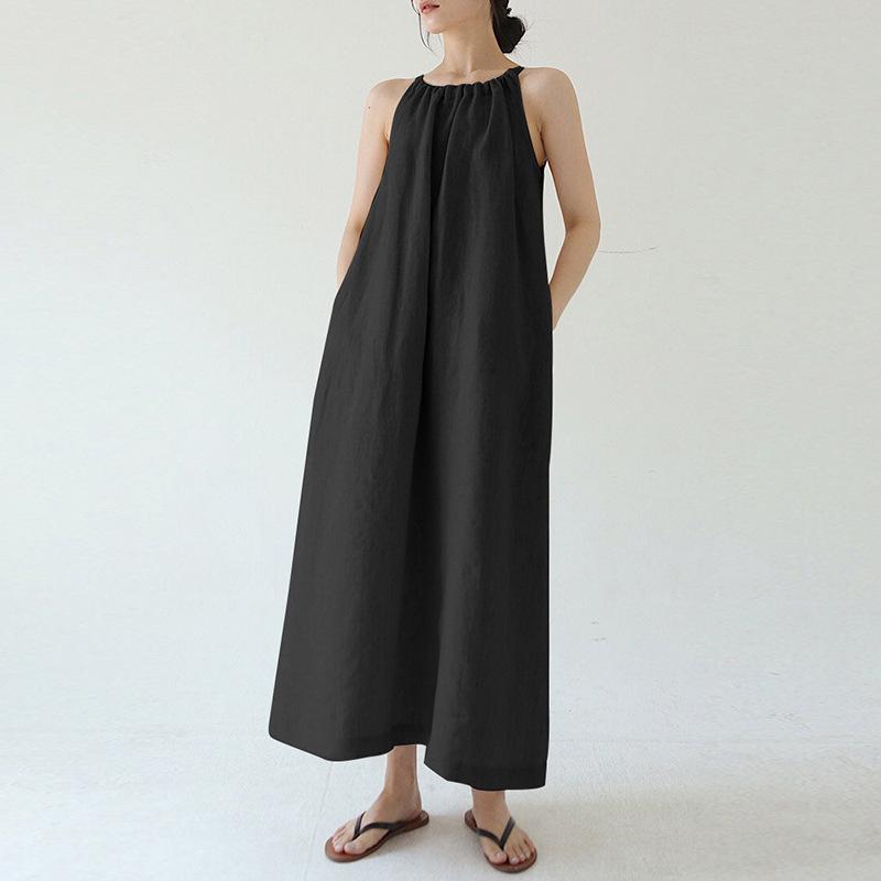 French Linen Halter Tank Dress