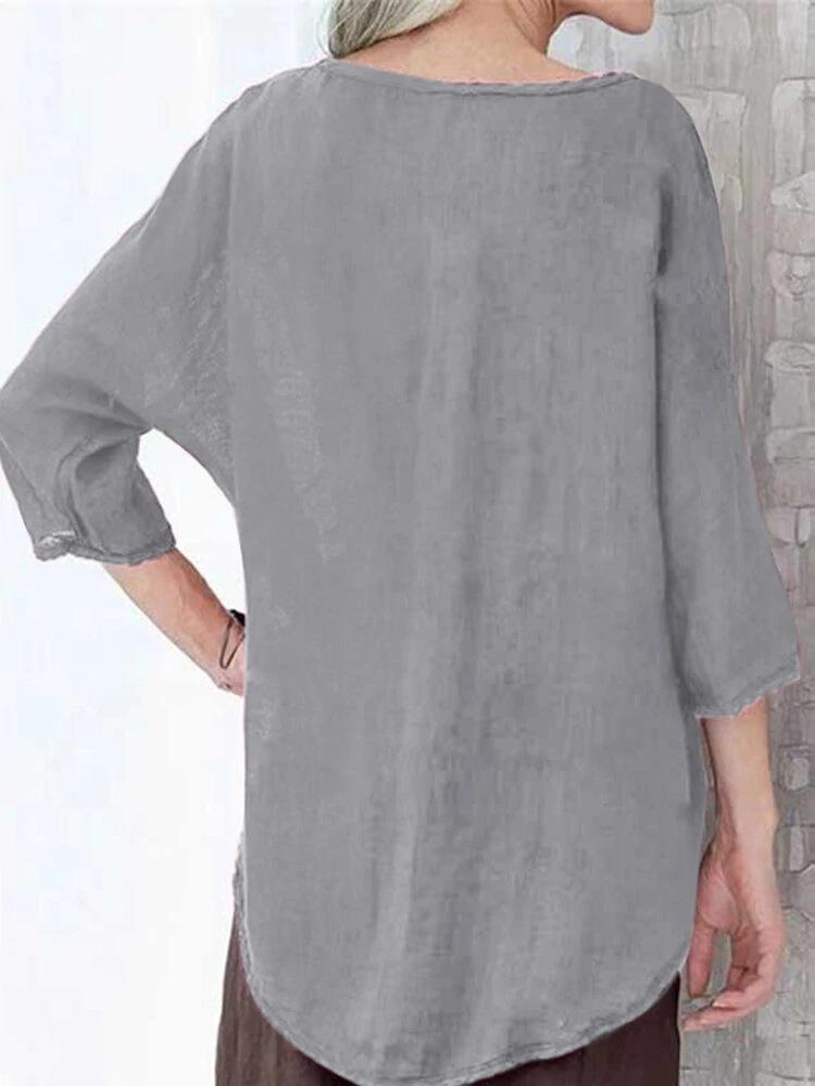 Women's Round Neck Solid Color Casual Top