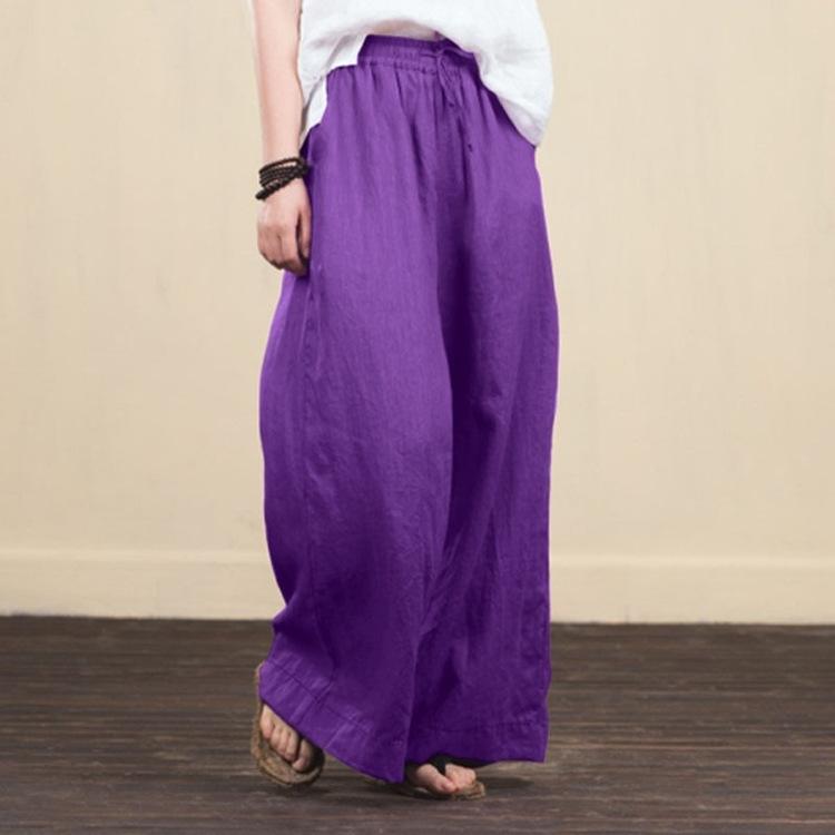 women's loose wide leg cotton linen trousers