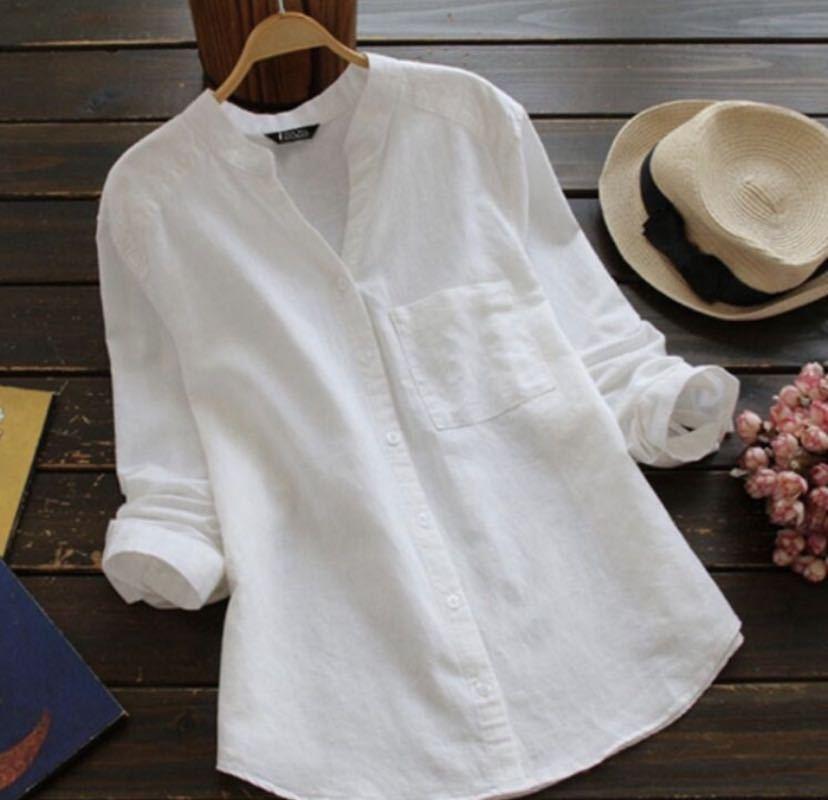 Cotton Linen Solid Color Long Sleeve Oversized Casual Loose Shirt