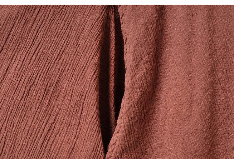 Casual loose fake two-piece long-sleeved cotton and linen dress