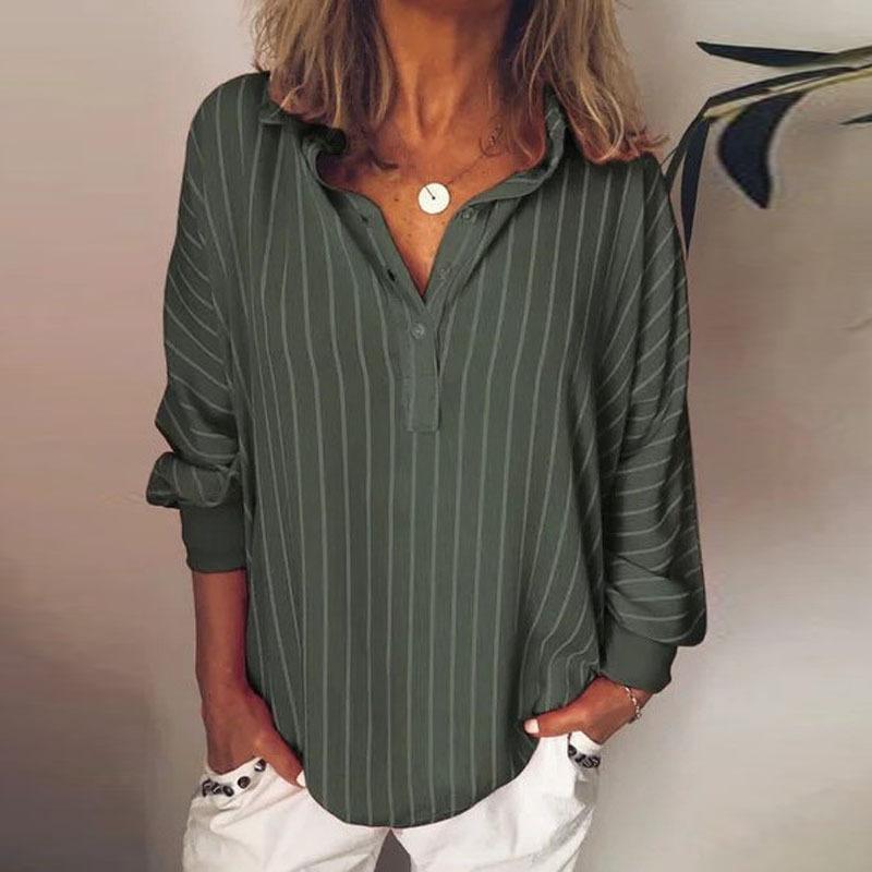 Striped Print Loose Oversized Dolman Sleeve Shirt Women's Top