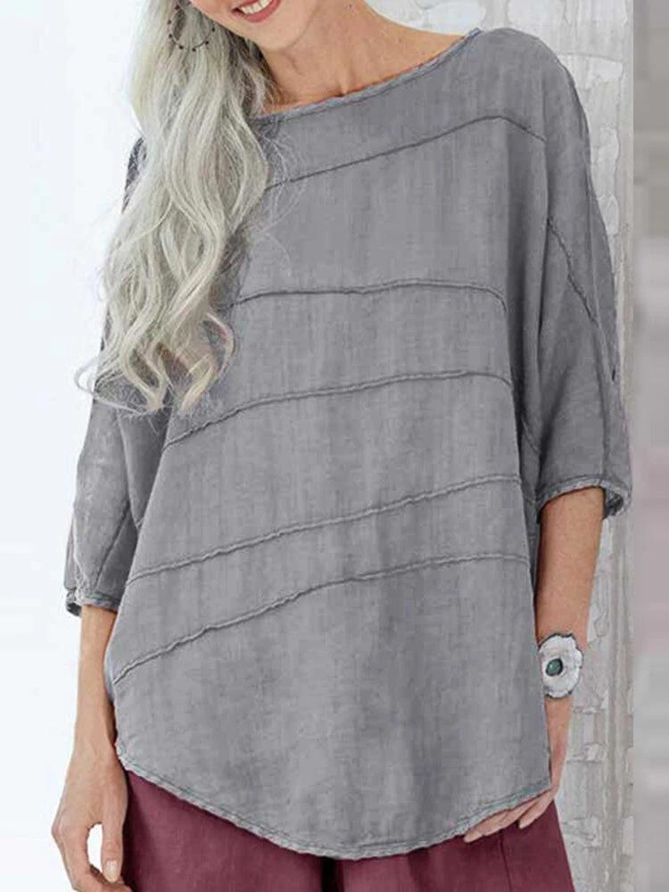 Women's Round Neck Solid Color Casual Top