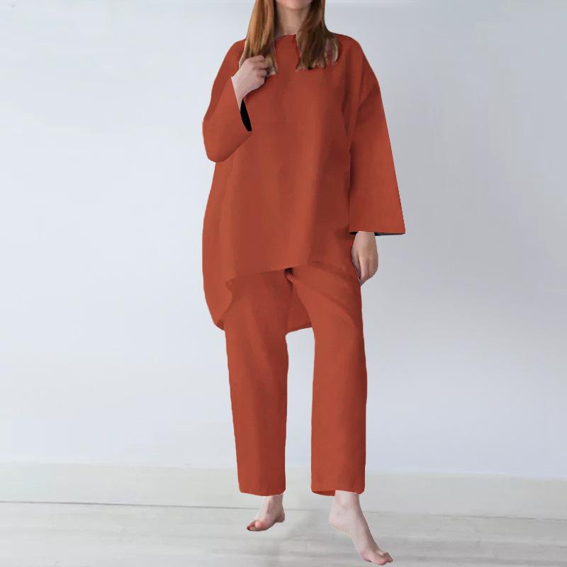 Loose Fashion Casual Solid Color Cotton Linen Suit