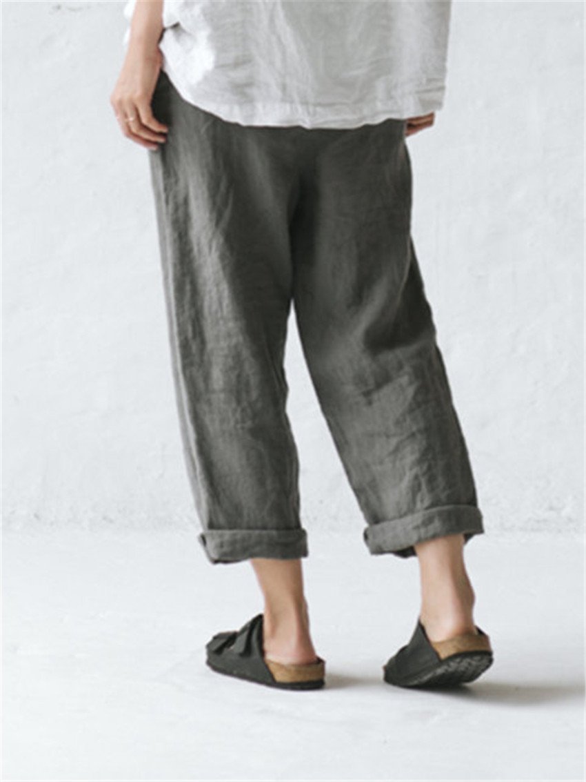 Women's Linen Pocket Button Down Casual Oversized Pants