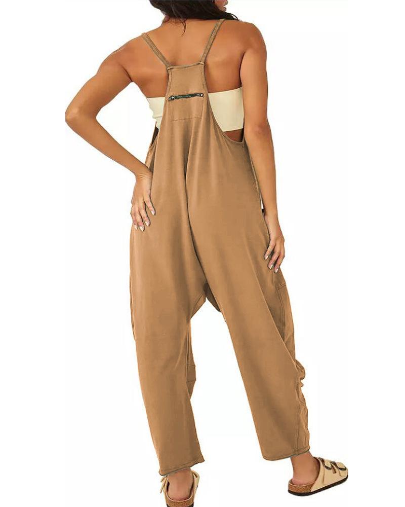 Women's Pocket Suspenders Jumpsuit