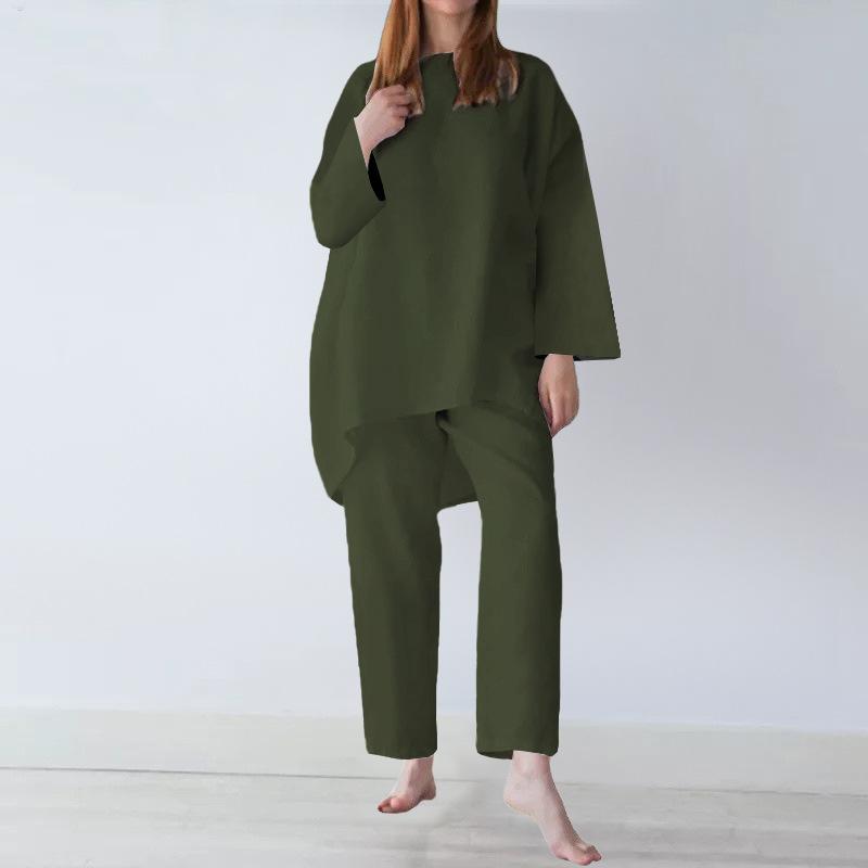 Loose Fashion Casual Solid Color Cotton Linen Suit