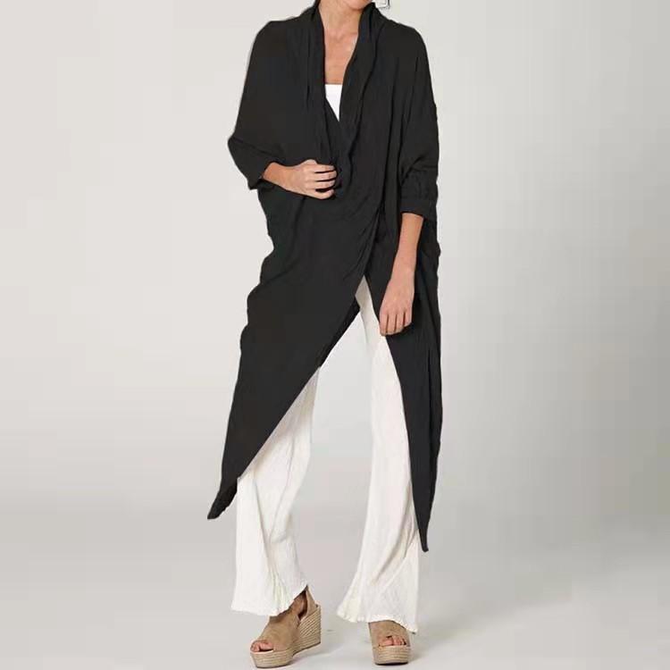 Cotton linen casual solid color coat