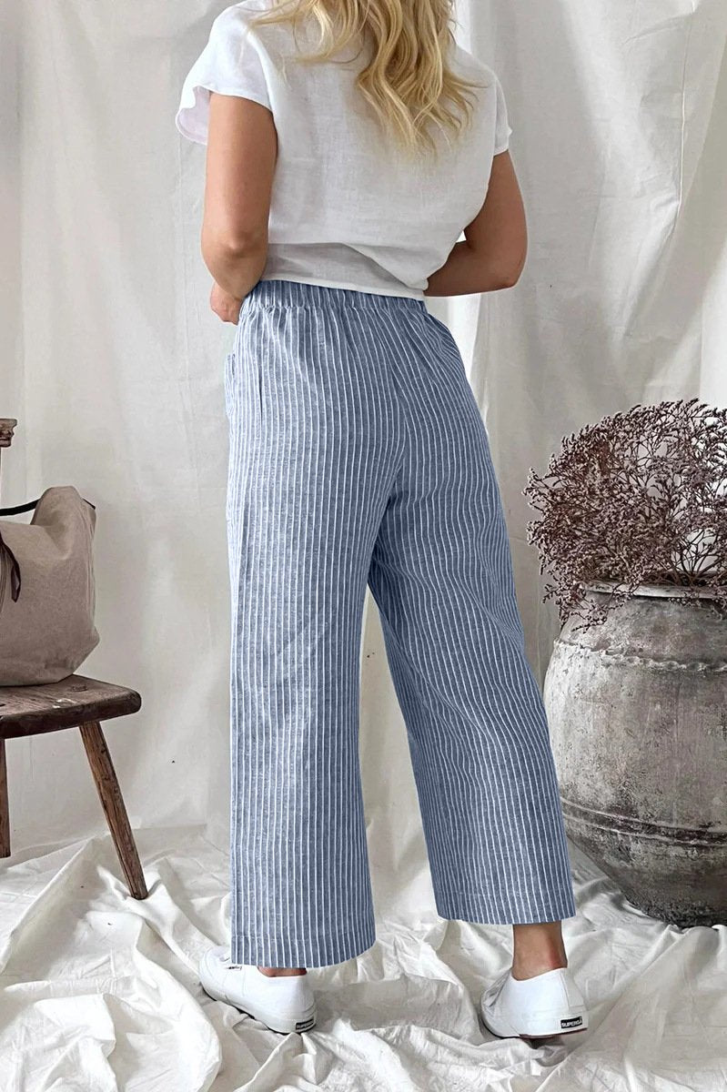 Cotton linen loose casual straight-leg pants