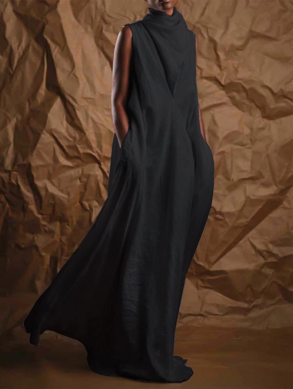 Turtleneck wrap Long Maxi Dress