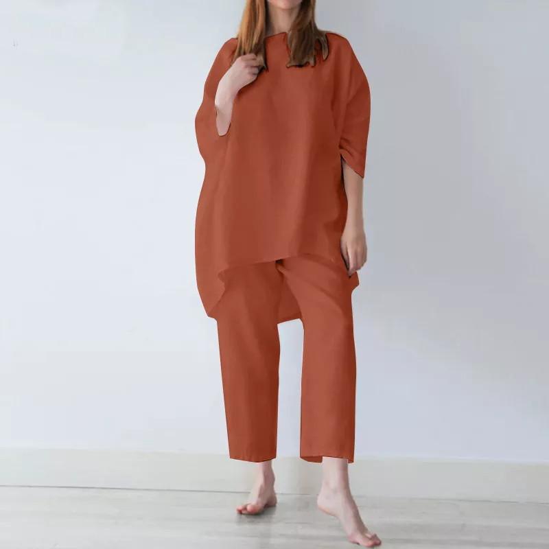 Loose Fashion Casual Solid Color Cotton Linen Suit