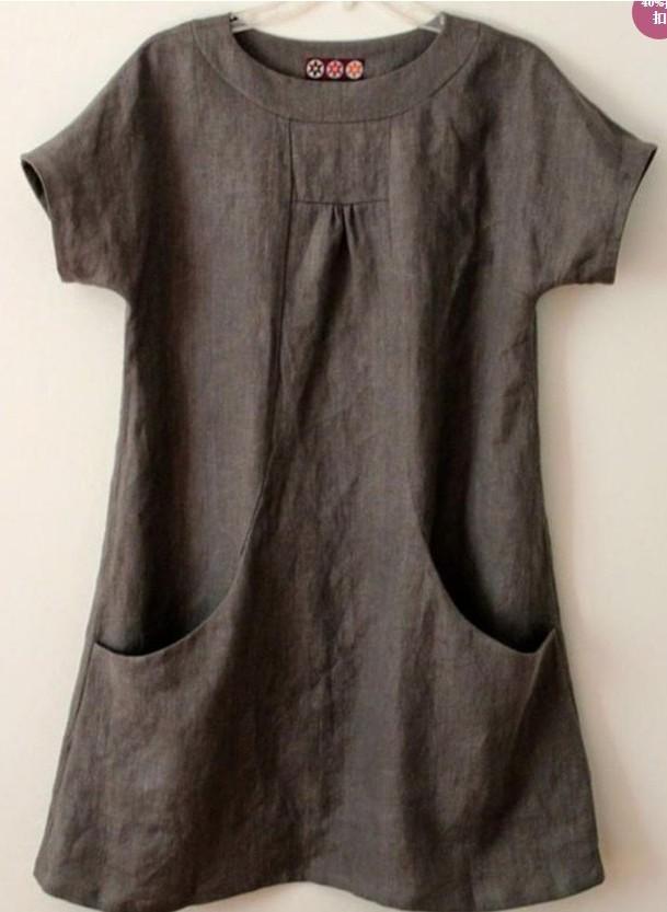 Short Sleeve Pockets Cotton-Blend Shirts & Tops