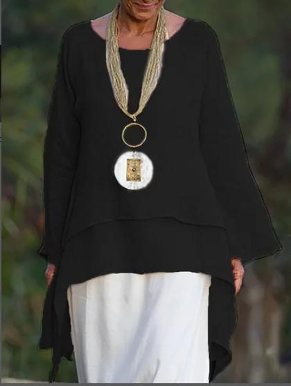 Long-sleeved double layered tulle top