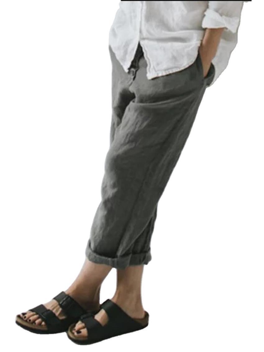 Women's Linen Pocket Button Down Casual Oversized Pants