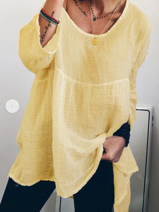 Ladies Dress Loose Long Sleeve Pullover Casual Solid Color Casual Dress