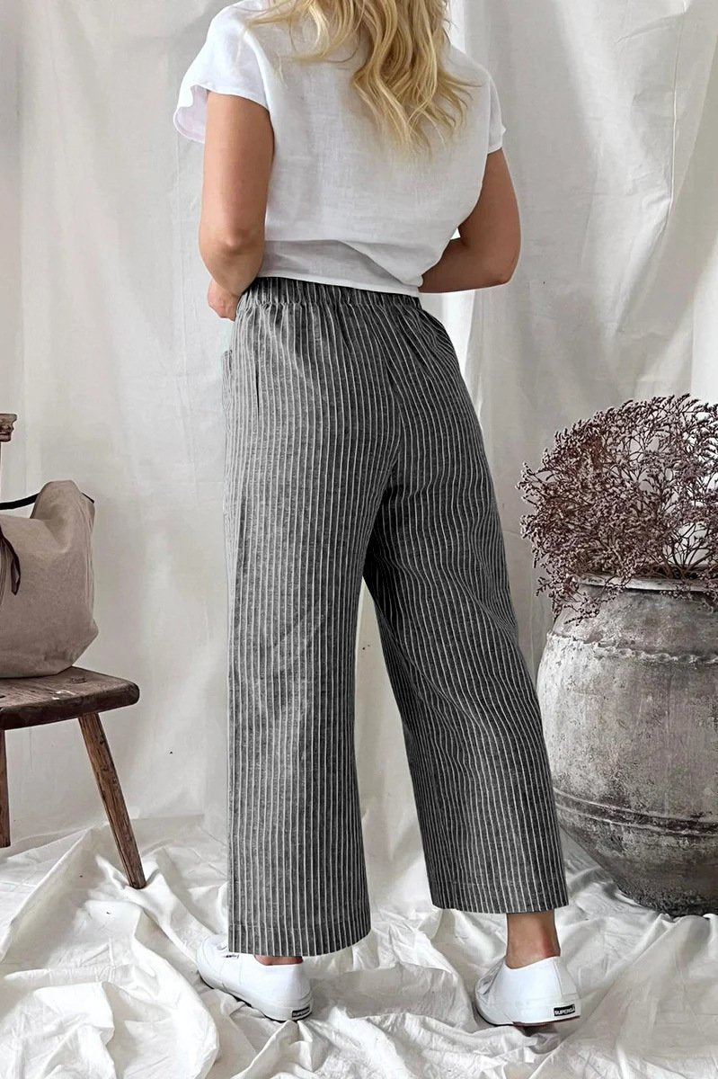 Cotton linen loose casual straight-leg pants