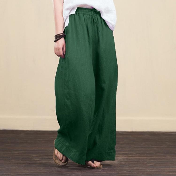 women's loose wide leg cotton linen trousers