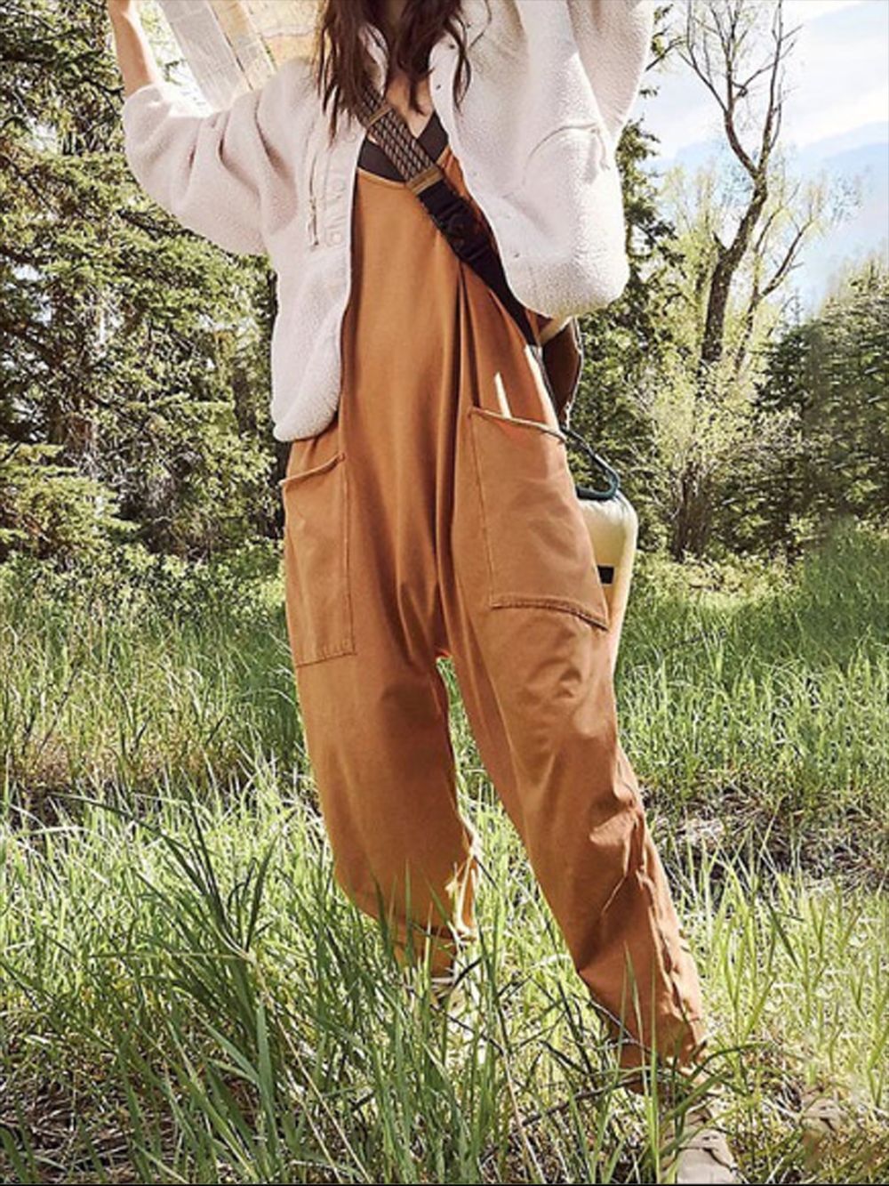 Women's Pocket Suspenders Jumpsuit