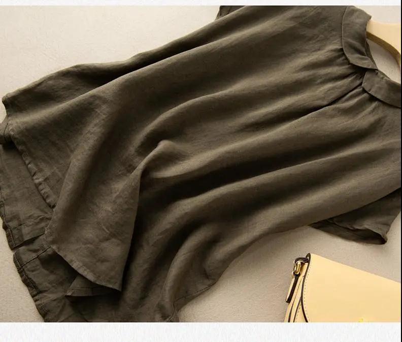 Cotton linen retro baby collar loose top