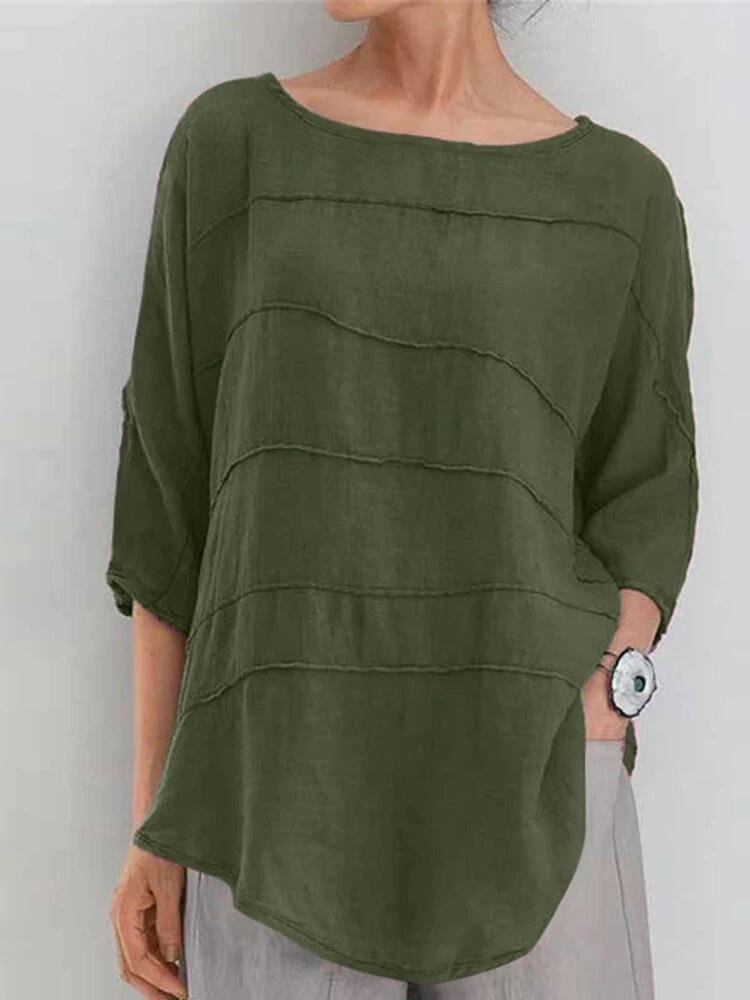 Women's Round Neck Solid Color Casual Top