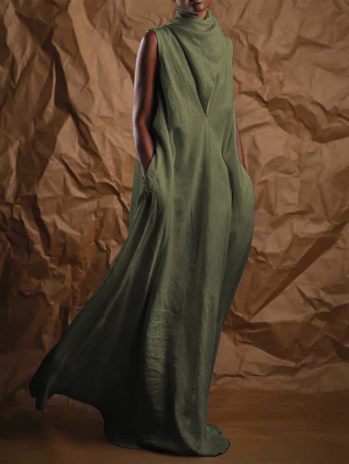 Turtleneck wrap Long Maxi Dress