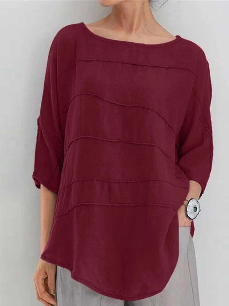 Women's Round Neck Solid Color Casual Top