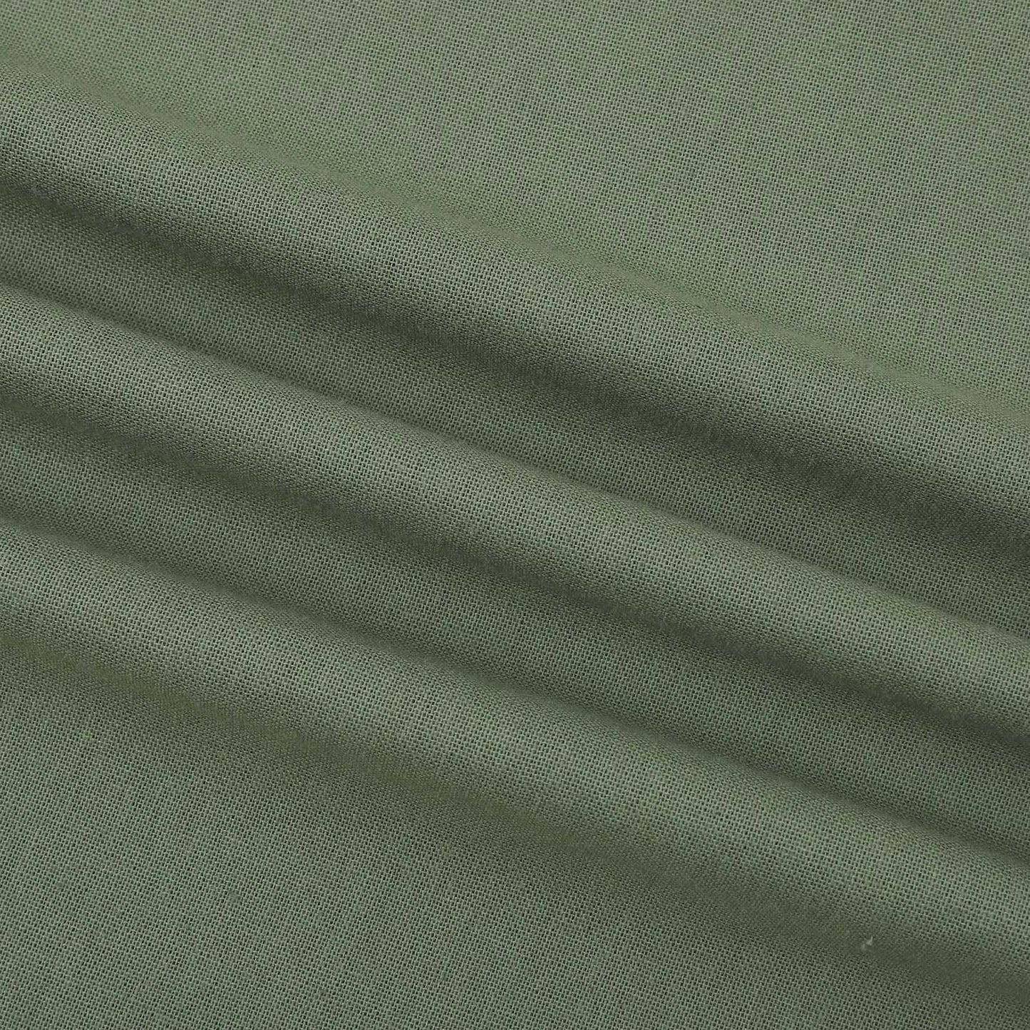 Women's solid color casual short-sleeved mid-length cotton linen shirt jumpsuit